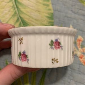 Pretty little French porcelain trinket dish jewelry bowl roses